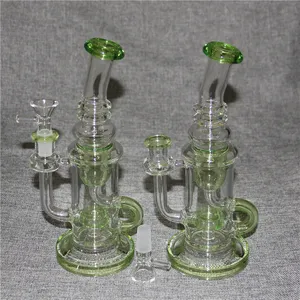 Hookahs Glass Bong Recycler Dab Rig Smoking Water Pipes Smoke Bongs Tornado Cyclone Recyclers14mm Joint With Quartz Banger Or slide bowl