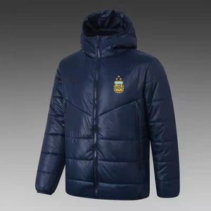 21-22 Argentina national football team Men's Down & Parkas soccer hoodie jacket winter coat full zipper football Outdoor Warm Sweatshirt LOGO Custom