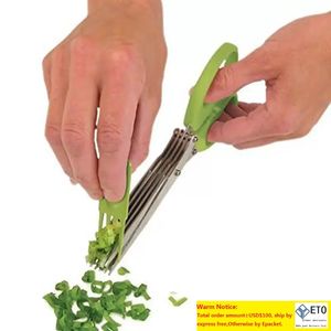 Vegetable Tools Stainless Steel Cooking Kitchen Accessories Knives 5 Layers Scissors Sushi Shredded Scallion Cut Herb Spices Scissor
