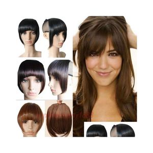 Bangs 1Pc 8 Inch Short Front Neat Clip In Bang Fringe Hair Extensions Straight High Temperature Synthetic 100 Real Natural Hairpiece Dhbgb