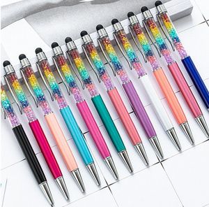 Diamond Ball Point PenS Metal Stationery Ballpen 2 i 1 Crystal Stylus Capacitive Screen Touch Pen