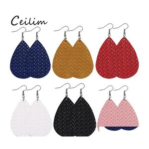 Charm Fashion Pu Leather Teardrop￶rh￤ngen f￶r kvinnor Designer Waterdrop Woven M￶nster Dangle Jewelry Christmas Gifts Drop Delivery Ota65