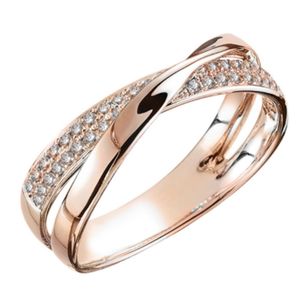 12st Fresh Two Tone X Shape Cross Ring for Women Wedding Trendy Jewelry