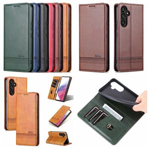 Classic PU Leather Wallet Cases For Sasmung S24 Plus Ultra A05 A05S A15 A35 A55 A24 A25 Huawei Pura 70 Pro Shockproof Card Slot Holder Suck Magnetic Closure Flip Cover