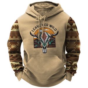 Mens Hoodies Sweatshirts North America Demon Wendigo Print Hoodie Western Cowboy Hooded Sweatshirt Overized Harajuku Clothes Vintage Streetwear 230202