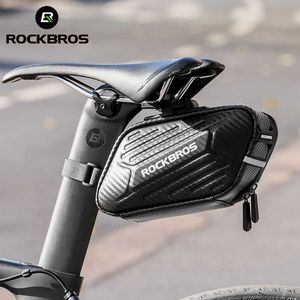 s ROCKBROS 1.5L Hard Shell Bike Rainproof Reflective MTB Bicycle Bag Cycling Portable Hang Light Saddle Seatpost Rear Panniers 0201