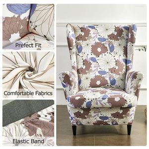 Stol täcker tryckt vinge back cover stretch europeisk kung med wingchair tron ​​för bröllop loveat