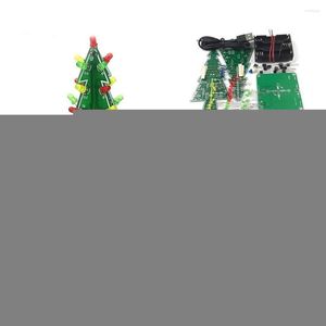 Decorações de Natal Vermelho/Verde/Amarelo Tridimensional 7 Cores Tree Conjunto Eletrônico Kit de Circuito LED