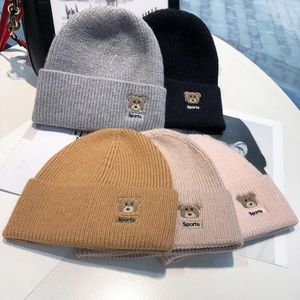 Basker 5st bomullshatt söt björn Kinted varm öronskydd manligt netto rött unisex casual beanies cap vindsäker grossist