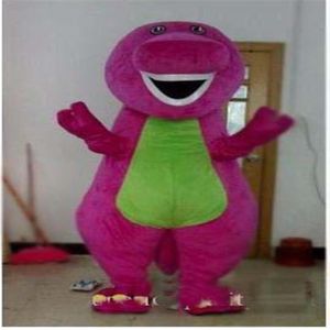 2018 Barney Dinosaur Mascot Costume Movie Caracter de Dinosaur Barney Dinosaur Destino de vestir para adultos Ropa2580