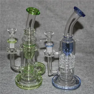 Glass Bong Hookahs Recycler Water Pipes 14mm Female Joint Oil Dab Rigs Bubble With Quartz Banger Glass Bowl