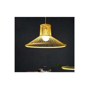 Lampy wiszące nowoczesne żyrandol Industrialny retro bambus lampa salon showroom restauracja Kreatywna osobowość E27 Japońskie światła LED DH3V1