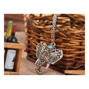 Подвесные ожерелья подвески для женщин бирюзовый слон Chair Chain Choker Jewelry Dupploce Delive Dhh30