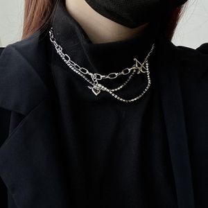 Choker fflacelll 2023 moda hip hop punkowy srebrny kolor love heart cupid's strzałka wielowarstwowa Naszyjnik dla kobiet biżuteria na imprezę