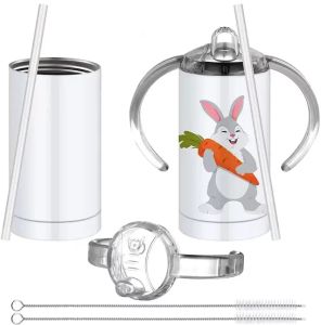 12 OZ Sublimation White Blank Raka Sippy Cup-muggar Isolerade tumlare i rostfritt stål med påskruvade lock Ny FY4623