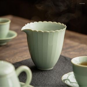 Xícaras pires de flores canção de flor porcelana xícara de chá chinês Vintage Zen Sea Teacup Teacware Utensílio de cerimônia verde leve