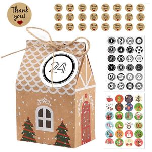 Christmas Decorations Print Gift Box Kraft Paper Theme Boxes Great For Candies Cookies Bundle Wrapping Bags