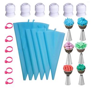 Pişirme Aletleri 24 PCS/SET PASTY BORT SET Kek Boru Tip TPU Silikon Tie Dekorasyon Aksesuarları Kalıp