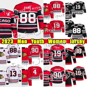 #88 Patrick Kane Ters Retro Hokey Forması #19 Jonathan Toews 90 Tyler Johnson Seth Jones Max Domi Colin Blackwell Chris Chelios Clark Griswold Forma