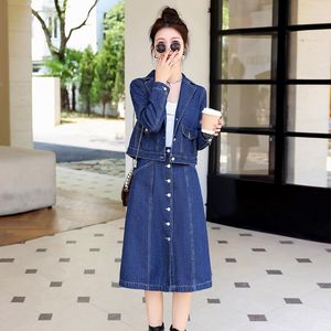 Casual Dresses The Cargo Fashionable Western Style Cowboy Two-piece Female 2023 Autumn Wear Bull-puncher Skirt Suit Big Yards Dress