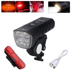 Impermeável USB tipo C Recarregável Bicycel Light LED Mountain Front Bike Lights Cycling lanter