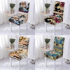 Chair Covers Plant Geometry Style Dining Chairs Cover Stretch Room Case Natural Scenery Printing Elastic Animal Pattern