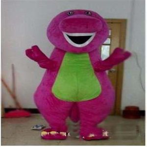 2018 Barney Dinosaur Mascot Costume Movie Caracter de Dinosaur Barney Dinosaur Destino de vestir para adultos Ropa267n