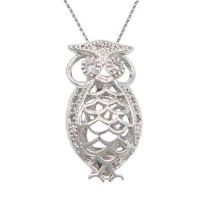 Pendant Necklaces Owl Style Cage Openwork Sier Plated Rhinestone Pendants For Necklace Lucky European Fashion Women Mens Drop Delive Dhocs