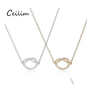 Pendant Necklaces Simple Copper Gold Plated Pendants Infinity Love Heart Knot Necklace For Women Jewelry Gift Wholesale Drop Delivery Ot9Ef