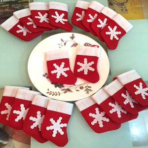 Decorazioni natalizie 12 pezzi Decorazioni natalizie Mini calze Decorazione da tavola Pupazzo di neve Porta stoviglie da cucina Tasca per feste Set di borse per posate