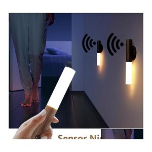 Sensor Lights Led Wireless Usb Rechargeable Night Lamp For Bedside Wardrobe Wall Infrared P Osensitive Light Drop Delivery Lighting I Dhhx6