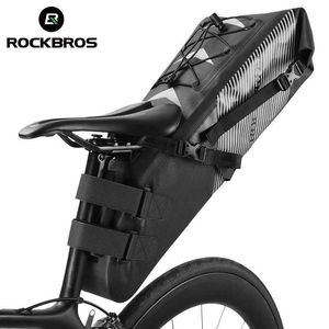 Panniers S Rockbros Bicycle Waterfroof Reflective 8 10 14 L大容量サドルバイク折りたたみ折りたたみ尾MTBロードトランクサイクリングバッグ0201