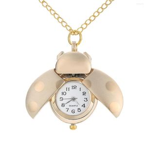 Pocket Watches Fashion Beetle Watch Women Girl Small Animal Chain Halsband Pendant Quartz FOB Birthday Present