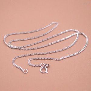 Chains Pure 18K White Gold Necklace 1.8mmW Curb Chain Link 45cm 4.8-5.2g Women Men Gift