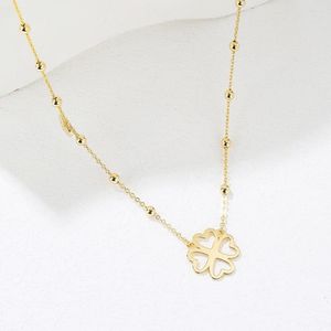 Łańcuchy modne, wykwintne naszyjniki puste czterolistne wisiorki kwiatowe łańcuch Choker biżuteria dla kobiet prezenty biżuterii