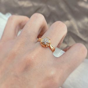 Solitaire Ring Personality Spherical Geometric Hollow 585 Gold Rings for Women Fashion Natural Zircon Jewelry Party Wedding Lady Elegant Y2302