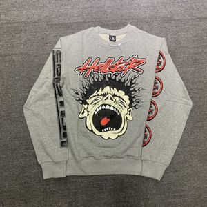 Hellstar Studios Records Moletom com capuz com gola redonda e moletom masculino com gola redonda, pulôveres masculinos plus size, suéter vintage de algodão grosso e grande