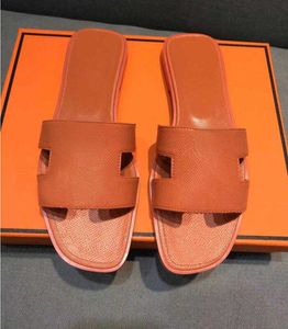 Märke casual skor kvinnor sommar sandaler strand hud läder flip flops sexiga klackar dam modesigns orange
