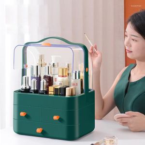 Förvaringslådor Portable Makeup Box Waterproof Cosmetic Drawer Organizer Jewel Polish Make Up Container Desktop Beauty Case