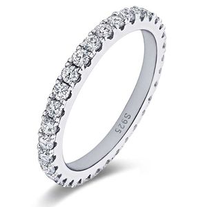 Solitionaire Ring Iogou 2 мм D Цвет Moissanite Eternity Made Band Original 925 Серебряное серебряное золото серебряное золото.