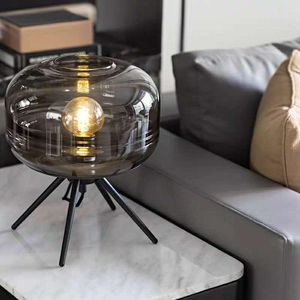 Table Lamps Modern Simple Glass Nordic Creative Bedroom Bedside Light Shade Lamp Iron Bracket Reading Desk LightingTable