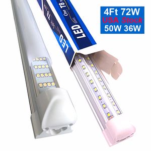 LED LED Lights 8ft Zintegrowane urządzenie T8 Rurka Światła zimna biała przezroczysta pokrywka V Kształt Rurki Wysokie Oświetlenie Oświetlenie Garaż Warsztat Warsztaty Crestech168