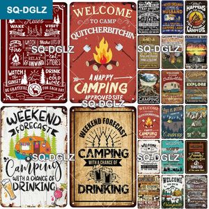 Vintage Welcome To Camping Targa in metallo Targa in metallo Targa in metallo Home Bar Porta Decorazione murale Adesivo Decorazione Targa antincendio Poster 30X20cm w01