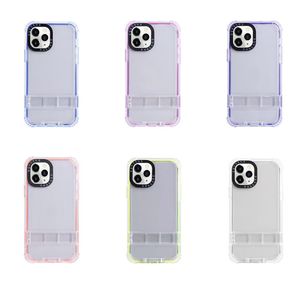 2in1 Bumper Frame Holder Shockproof Cases For Iphone 15 14 Plus Pro Max 13 12 11 8 7 6 Crystal Stand Hard PC Plastic Soft TPU Clear 2 In 1 Hybrid Dual Color Phone Back Cover