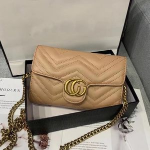 Designerväskor Classic Gold Chain Läder GG Flap Väskor Dam lyxväskor Axelväska Crossbody väskor Handväska Portmonnäer Lady Messenger Totes väska Handväska plånbok 22cm