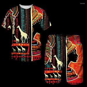 Tracki męskie est afrykański druk koszulki dla kobiet/męskich zestawów Afryka Dashiki Men Tracksuit/Vintage Tops Sport Sport Lato Lato