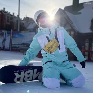 Skiing Jackets One Piece Ski Suit Winter Clothing Women Jumpsuit Windproof Waterproof Thicken Super Warm Men Snowboard For Mountain Riding