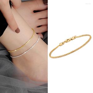 Anklets 316L 여성을위한 스테인레스 스틸 콜리 플라워 체인 앤 킬 레트 조절 가능한 반짝이는 발 팔찌 보석 액세서리 드롭 드롭