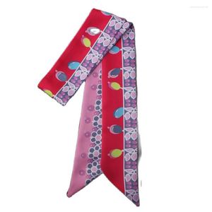 Scarves 95cm 5cm Jewelry Pearl Printed Small Scarf Women Silk Hijab Headband Long Bag Accessories Ribbons