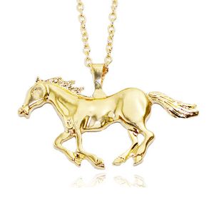 Gold Silver Running Horse Pingente Colar para homens Colares de animais Belo presente para namorada namorada Jóias de moda